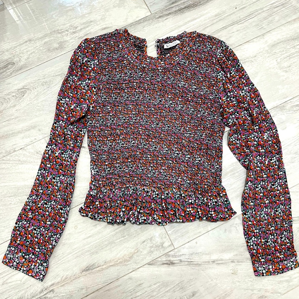 Smocked long sleeve top